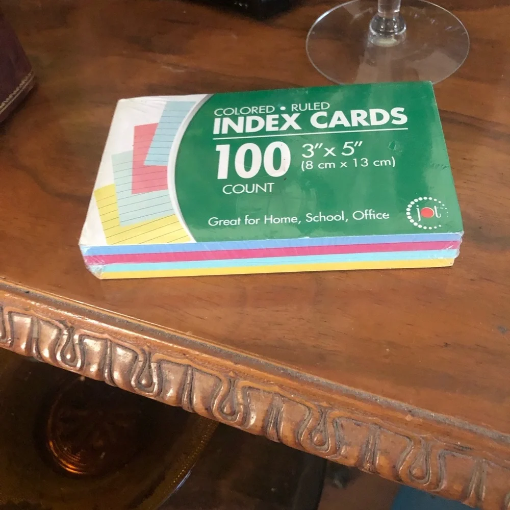 Colored 3” x 5” Index Cards Pack of 100